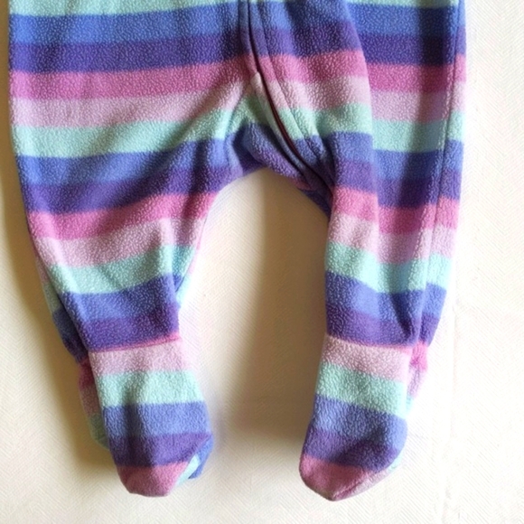 children's place striped fleece zipper footie sleeper pajamas 3-6 months baby - Picture 4 of 6